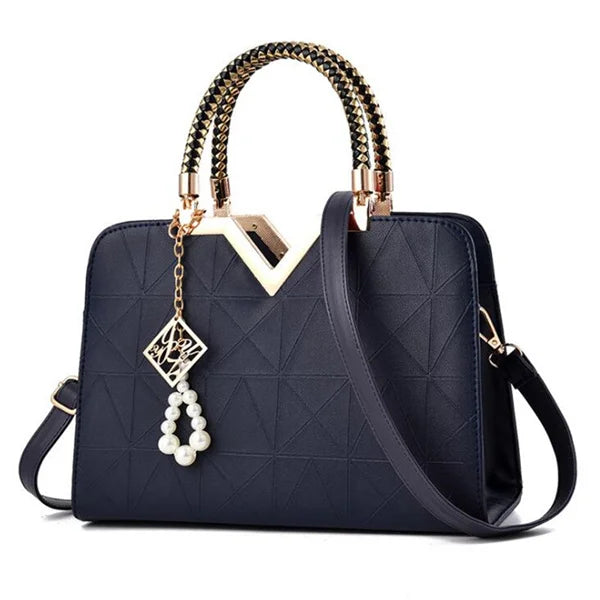 Multi-Pocket Zipper Shoulder Bag darkblue 28.5x12x20cm