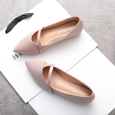Pointed Toe extra strap Flat Shoes Pink