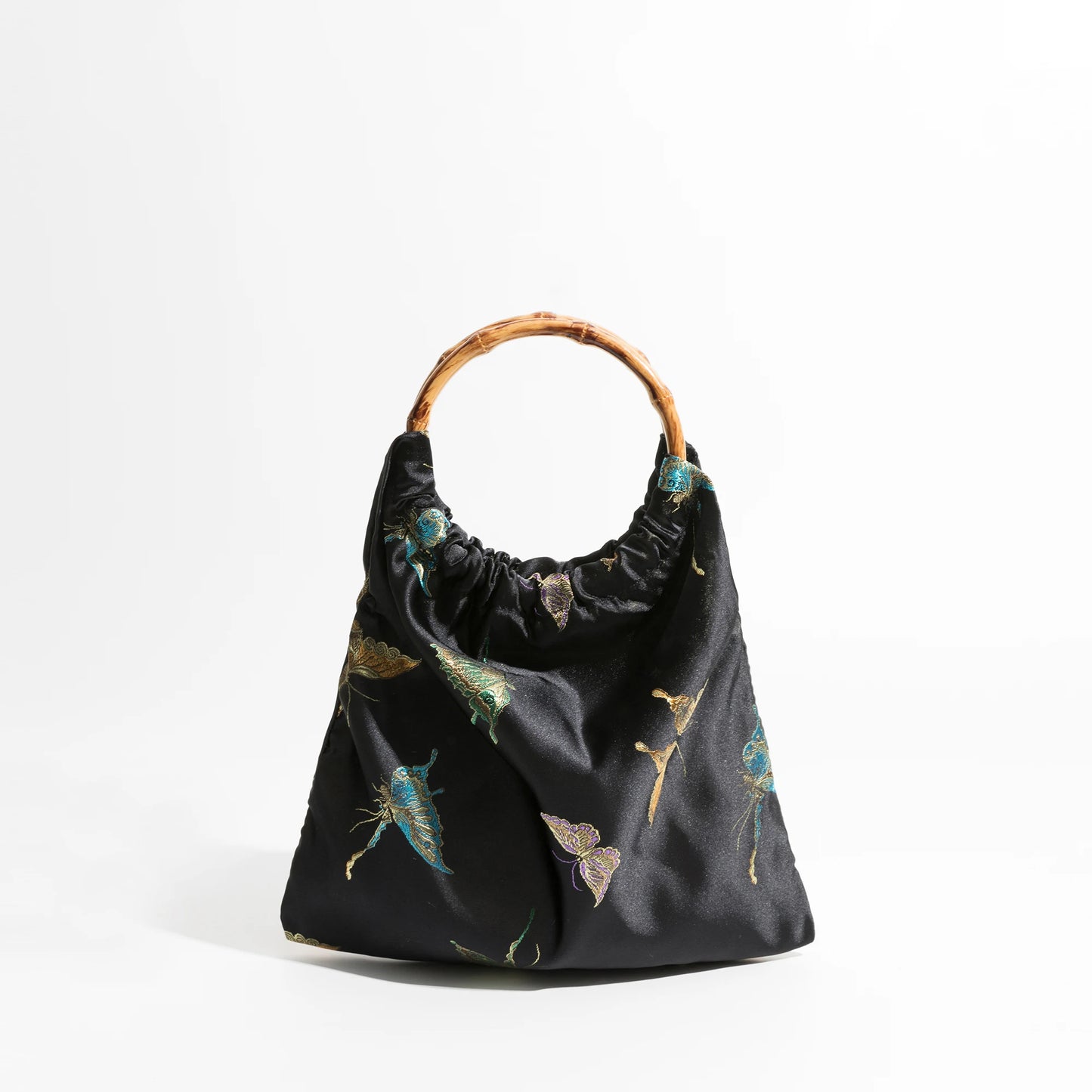 Stylish Jacquard bamboo Handle Handbag C