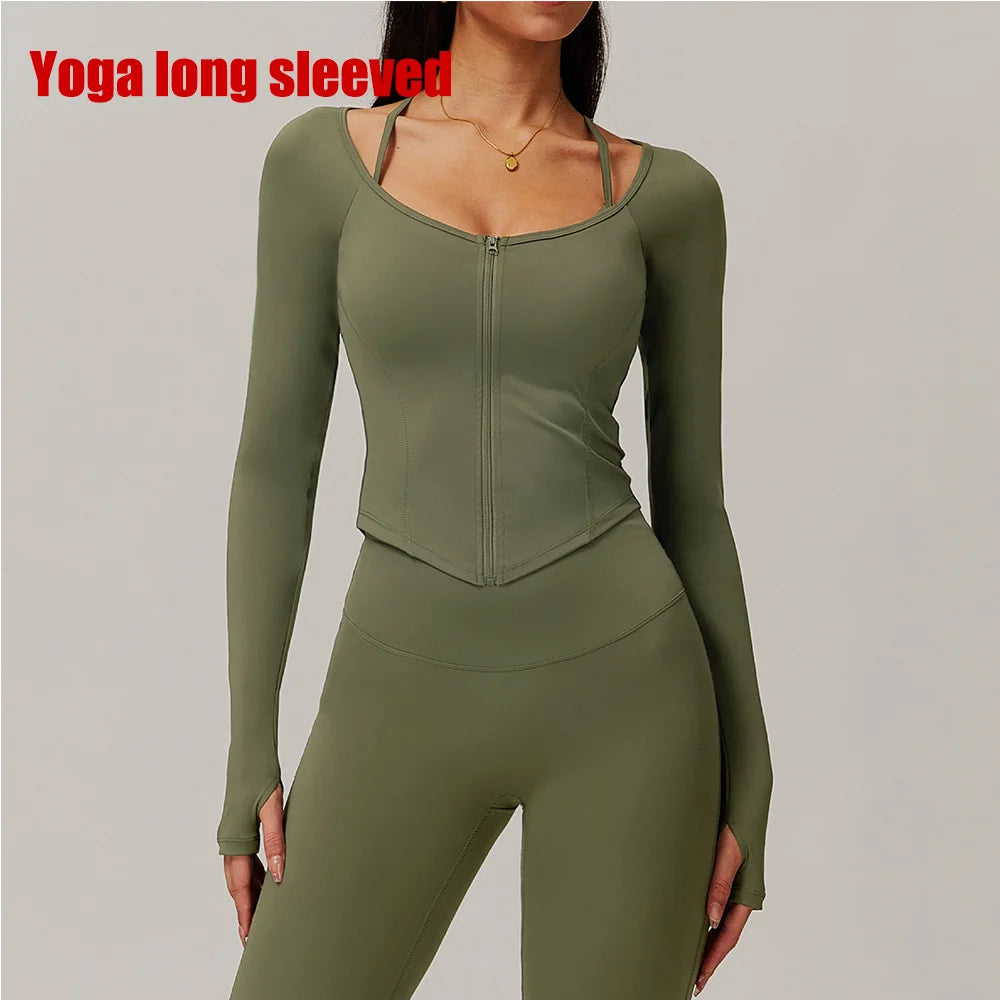 Long Sleeve Gym Workout Running Gym top Deep Army Green