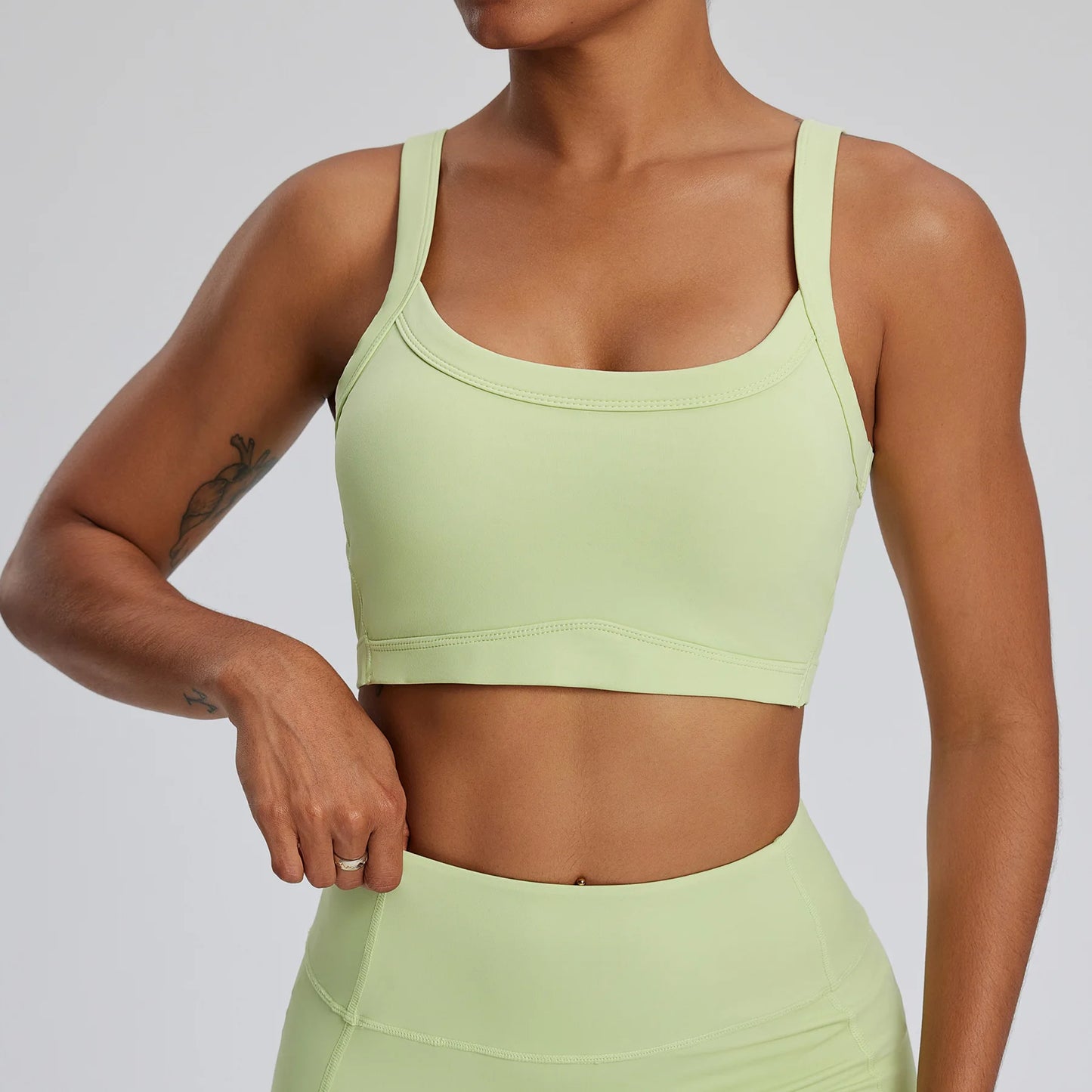 Straps Padded Sports Bra Tender grass green