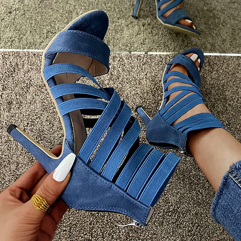elastic bandage black High Heel sandals