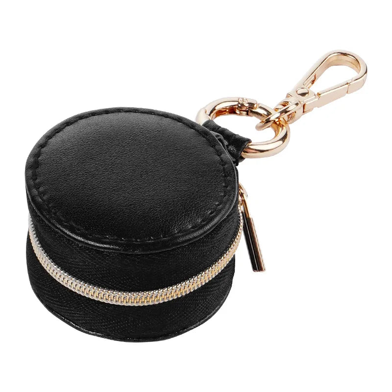 Portable Mini Round travel Jewelry Box Black