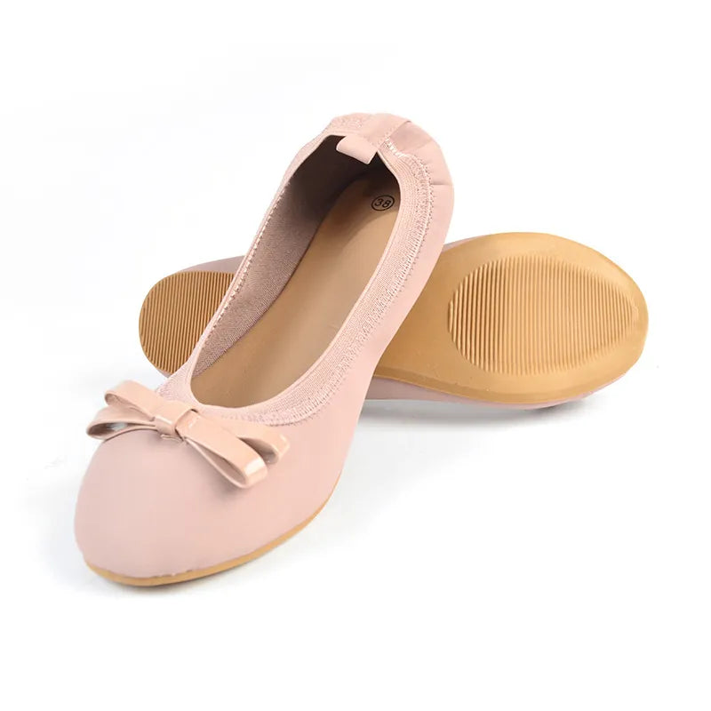 Woman Bow Boat flat Shoes Pink