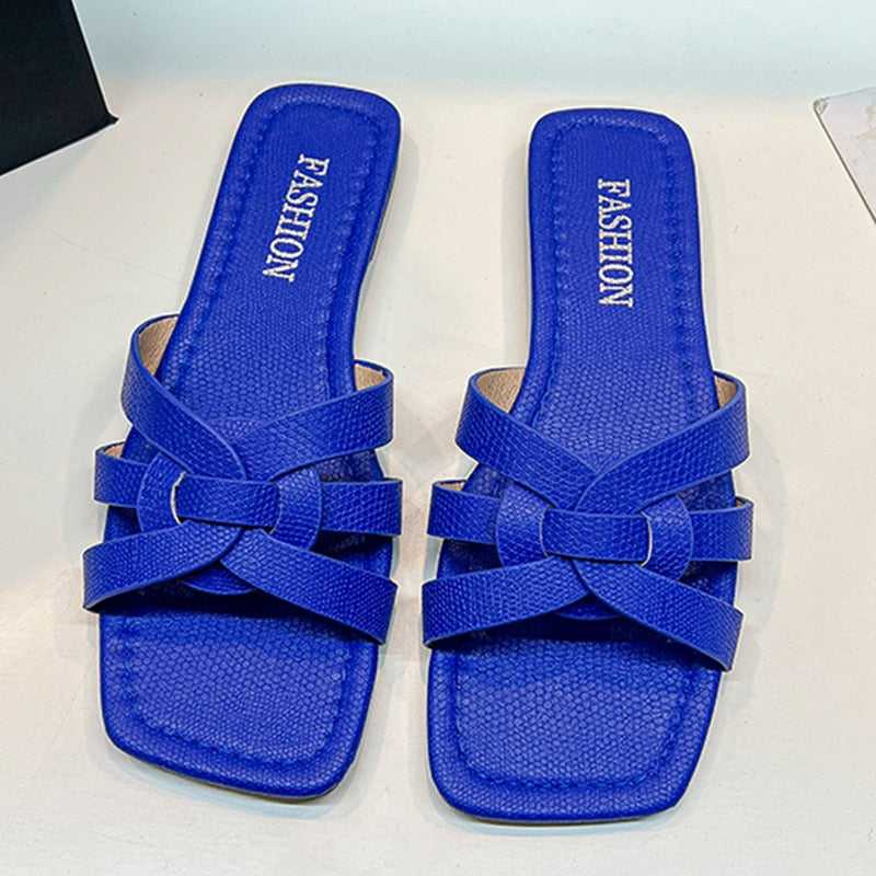 Open toe fashionable flat Sandals blue 1