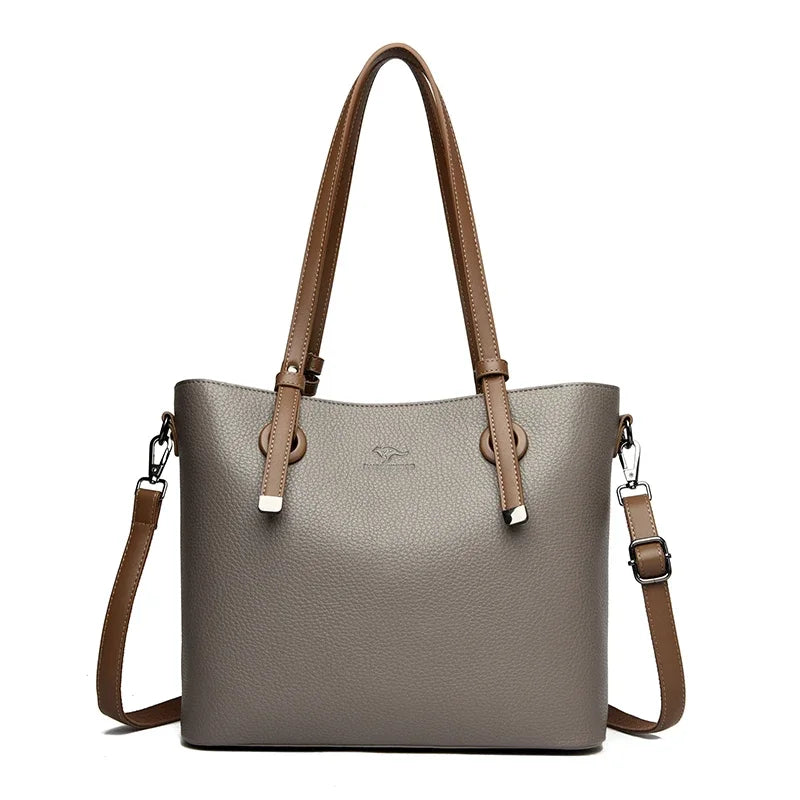 Casual solid colour shoulder Handbag Dark Grey 32cm 12cm 27cm