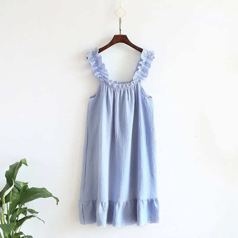 Cotton Crepe Thin Loose lounge pyjama night dress 01 CHINA