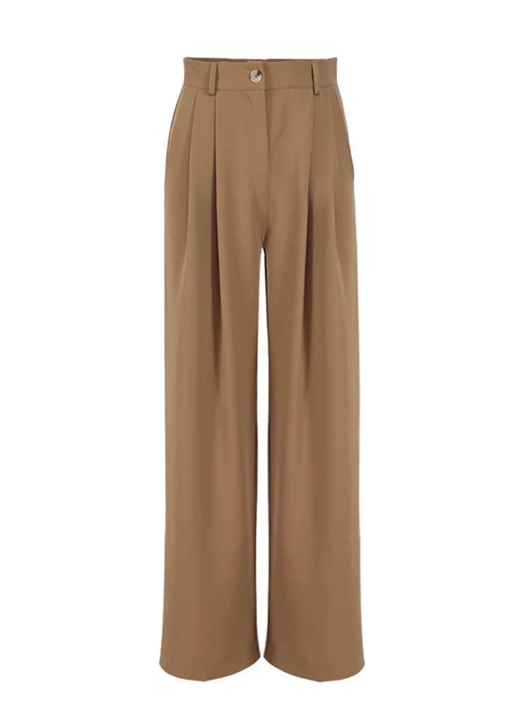 High Waist Wide Leg trousers and top set Brown Pants