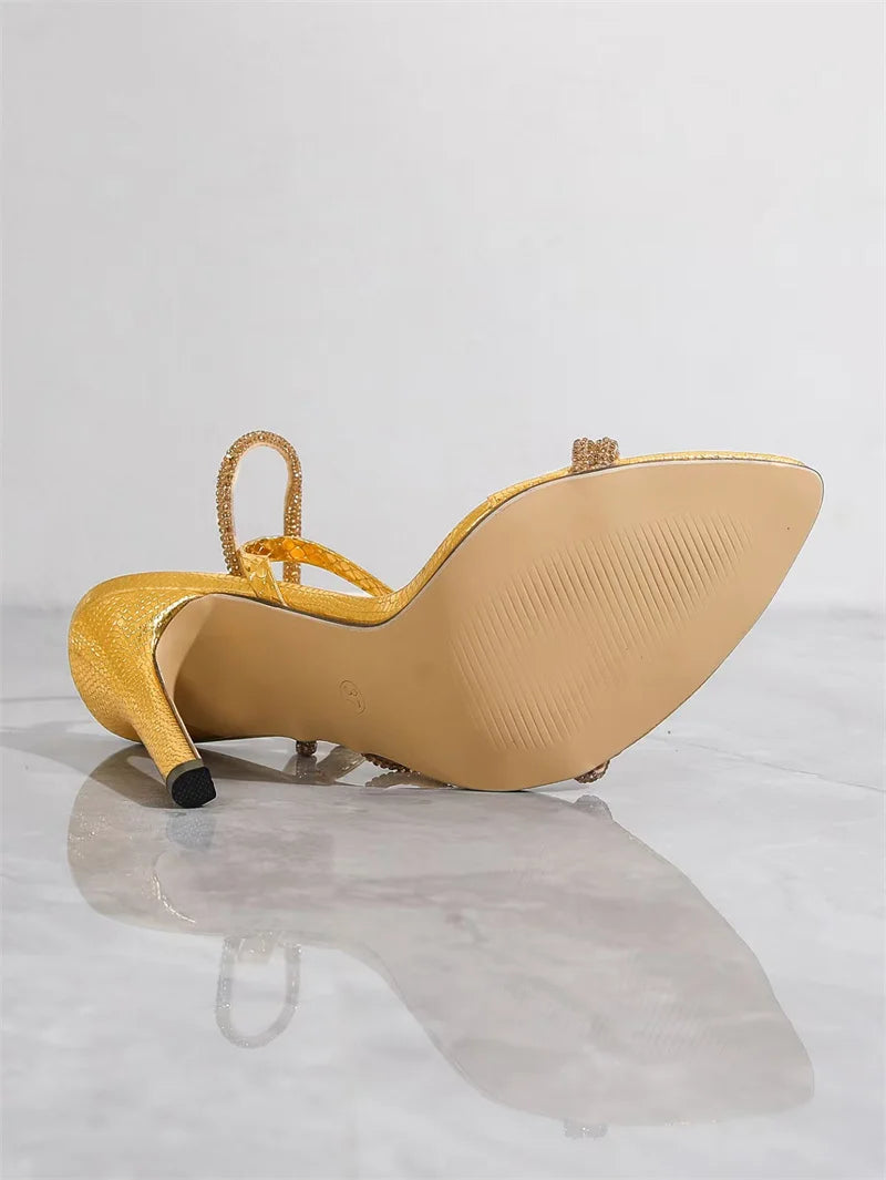 Crystal Rhinestone Ankle Strap high heel Sandals