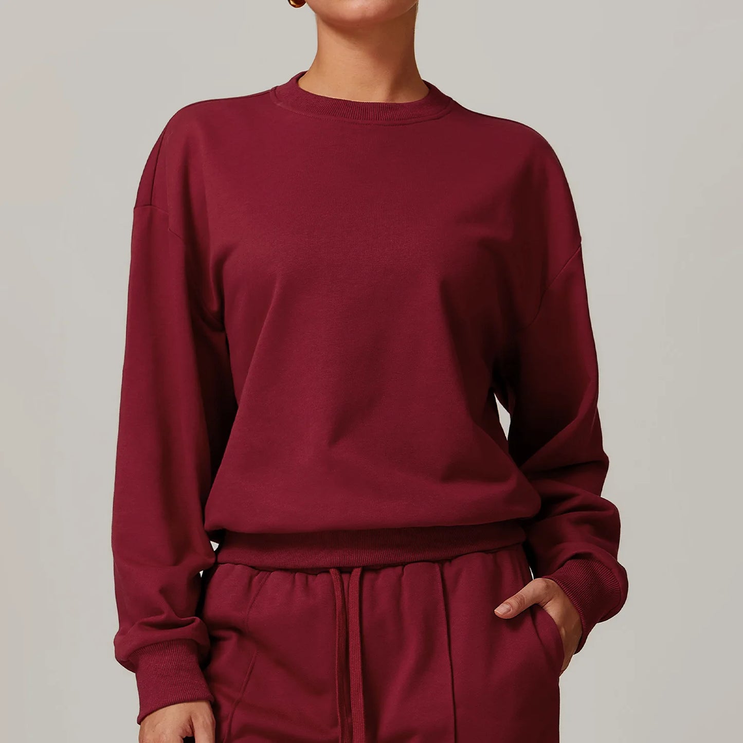 Round Neck Casual Women's sweatshirt cherry