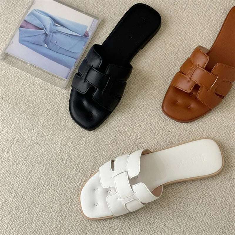 Korean Style slip on Women's sliders Flat Sandals