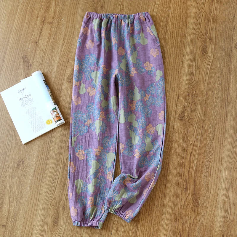Cotton Crepe dyed Loose lounge pyjama bottoms 01