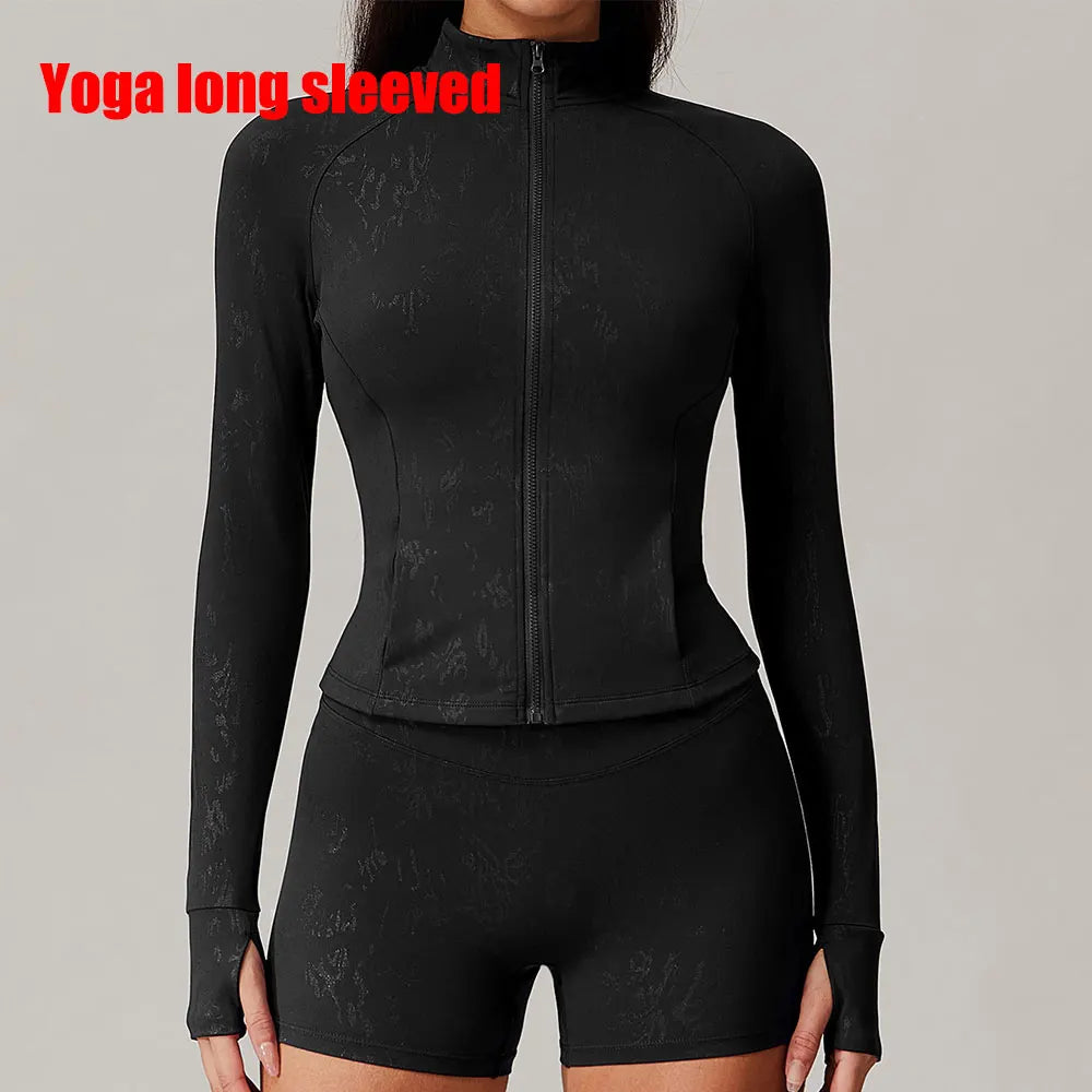 Zipper Long Sleeve Gym Workout Quick Dry Fitness Jacket Advanced Black