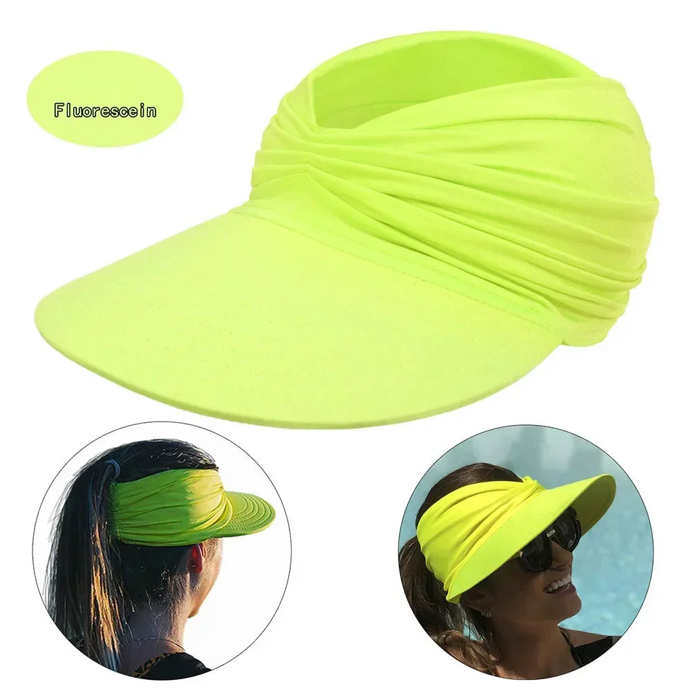 Open Top women's summer Sun hat fluoresce yellow One Size
