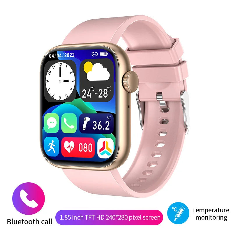 Wireless Charging Bluetooth Calls Unisex Fitness Smart Watch pink