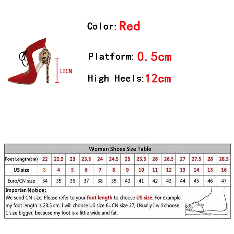 Fashion Cross-Tied red animal print Pumps Shoes
