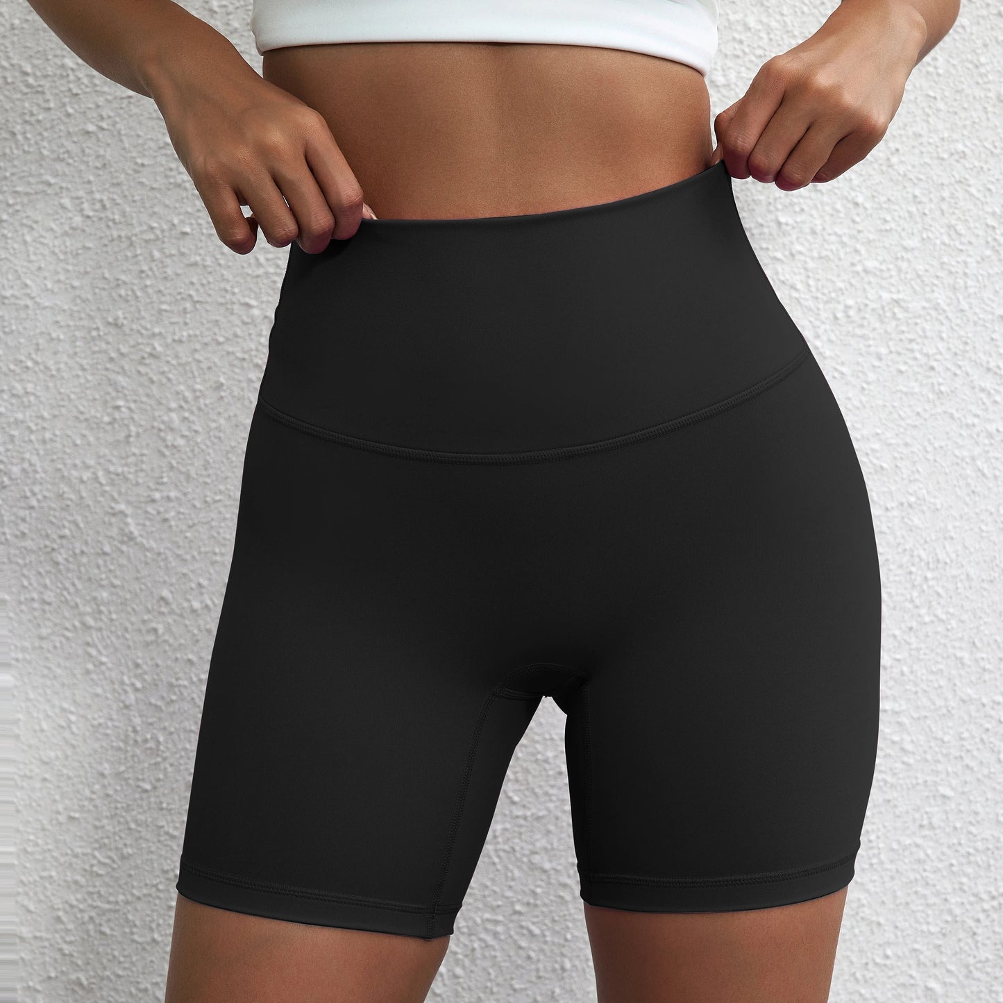 High waist Internal Pocket fitness shorts Black