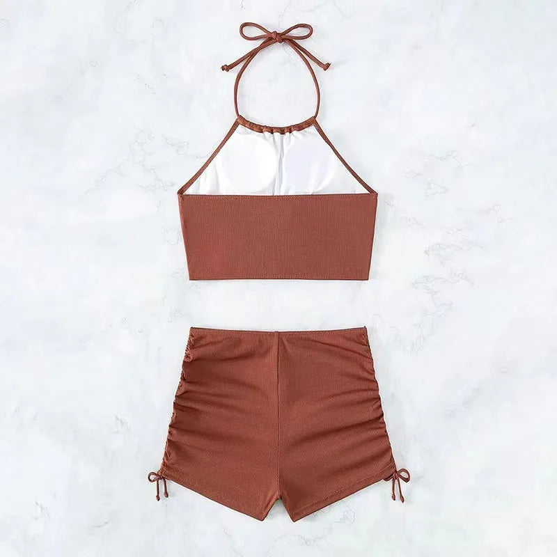 High Neck Two-Piece shorts and top swimsuit set