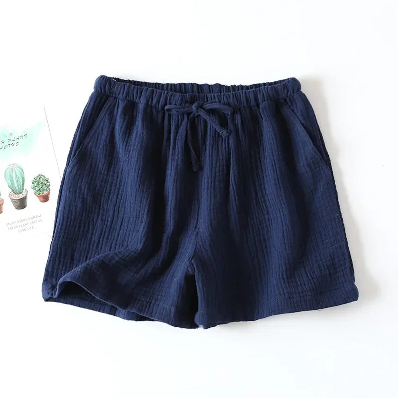 Cotton crepe thin loose pyjama shorts 03