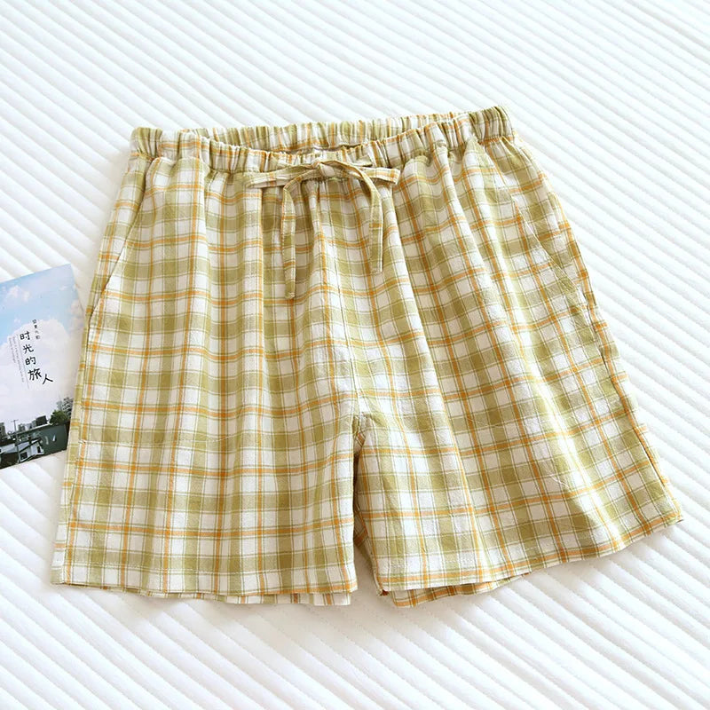 Cotton Checkered lounge pyjama shorts 01 (Women)