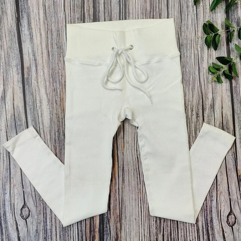 New Half Zipper Seamless Gym crop Tops White Pants