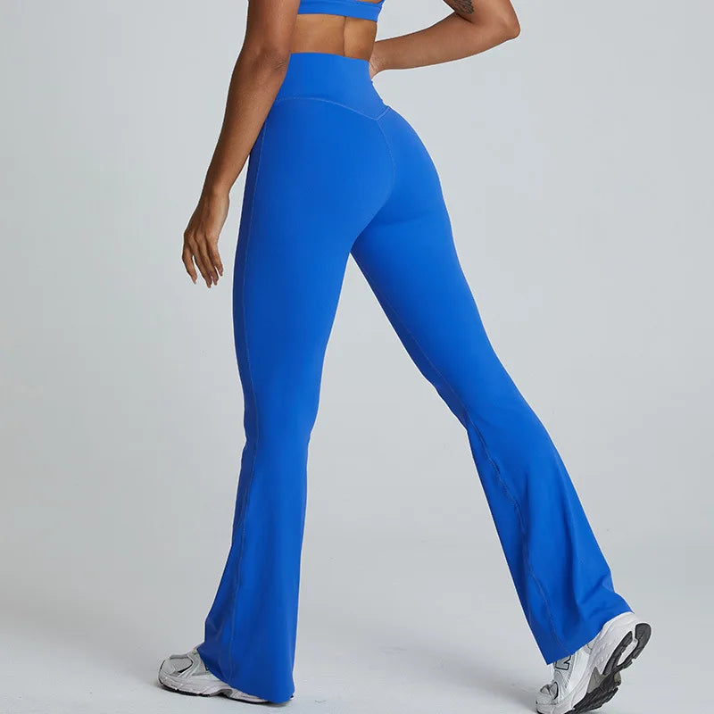 Flare High Waist Wide Leg Seamless Fitness Workout leggings Klein Blue