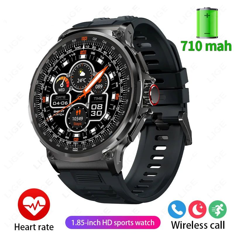 Outdoor Sports Fitness GPS Track HD Bluetooth Call Waterproof smart Watch black