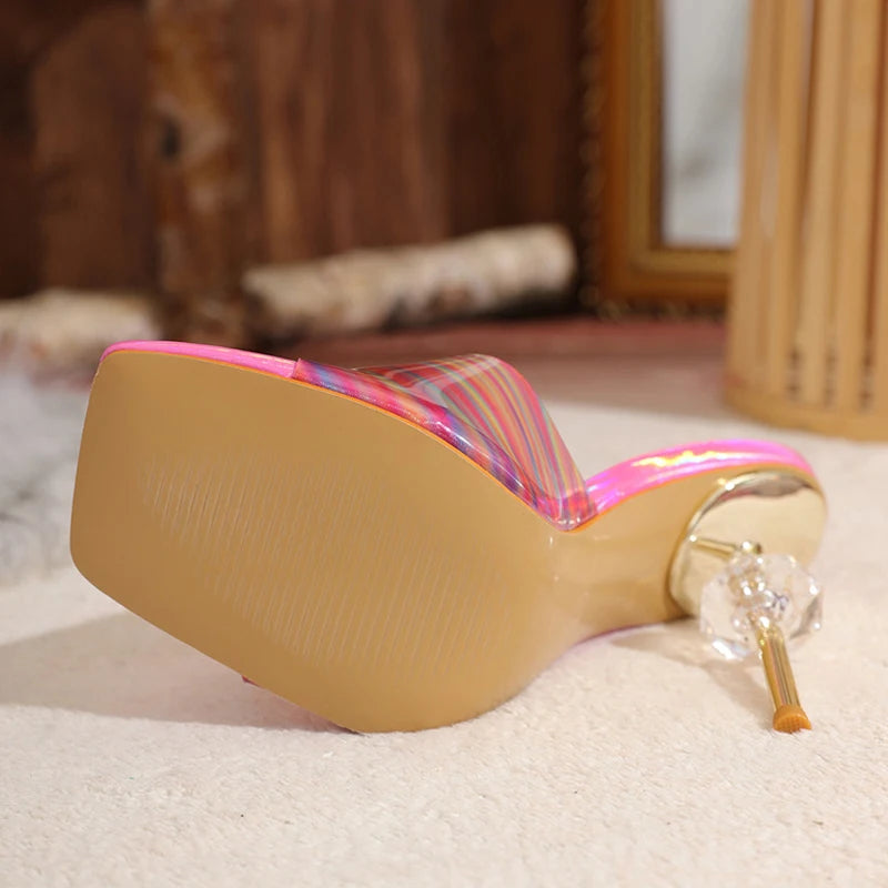 Candy Color PVC Transparent high heel Sandals