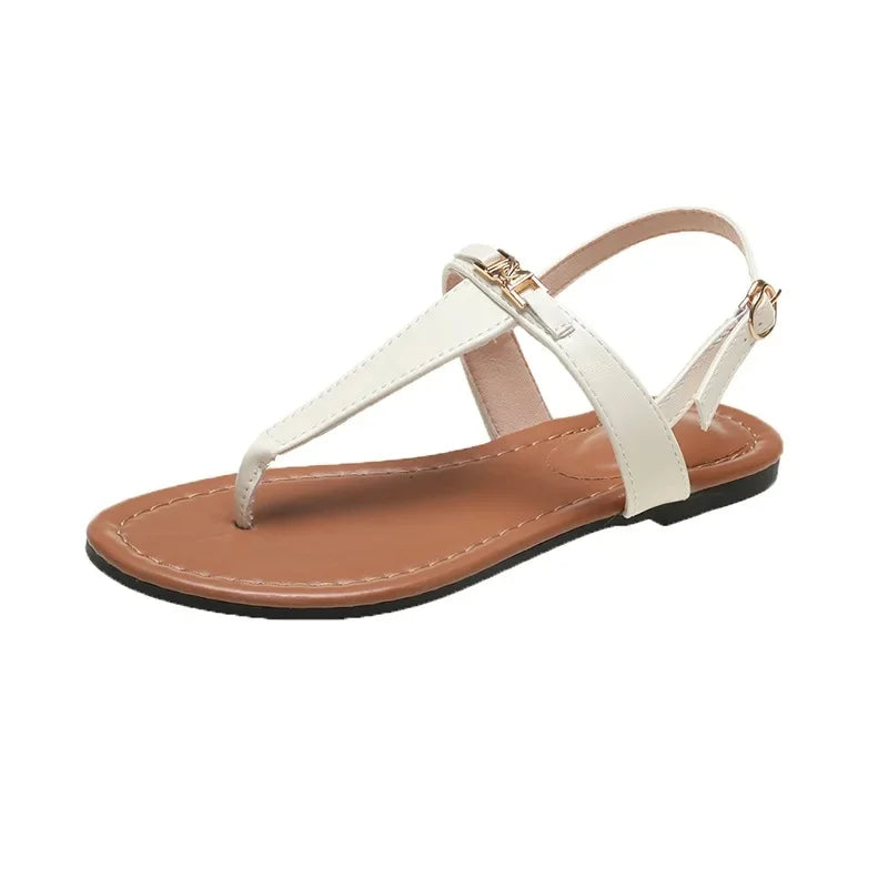 Toe Post microfibre flat sandals Beige