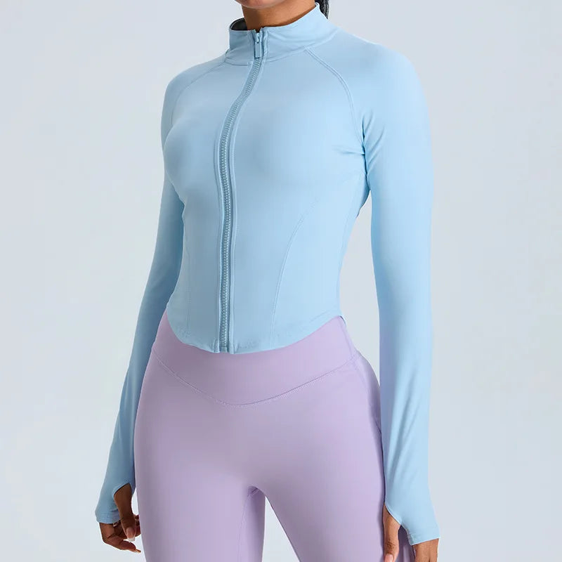 Zipper Outdoor Long Sleeved Fitness Top Qian Brelan