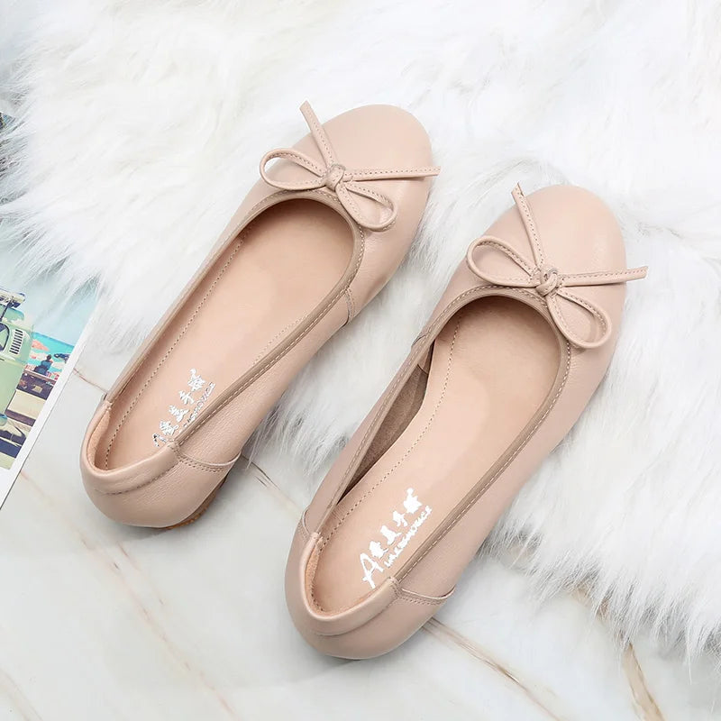 Leather Soft Sole flat shoes Pink