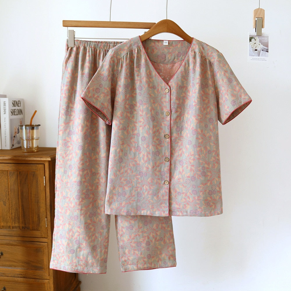 V-neck short sleeve Pyjama Set 03