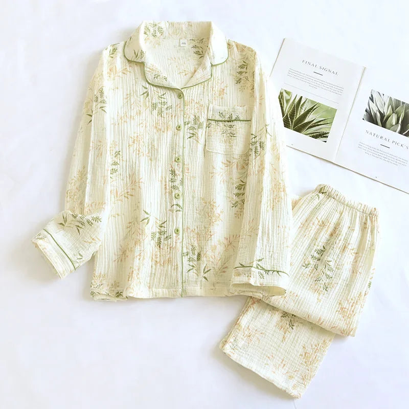 Cotton Crepe Printed Long Sleeve pyjamas 01