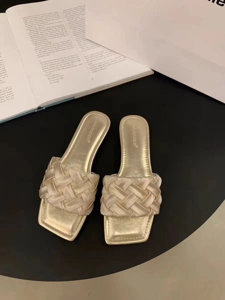 Casual Design Women's Slip-Ons Open Toe flat sandals Gold