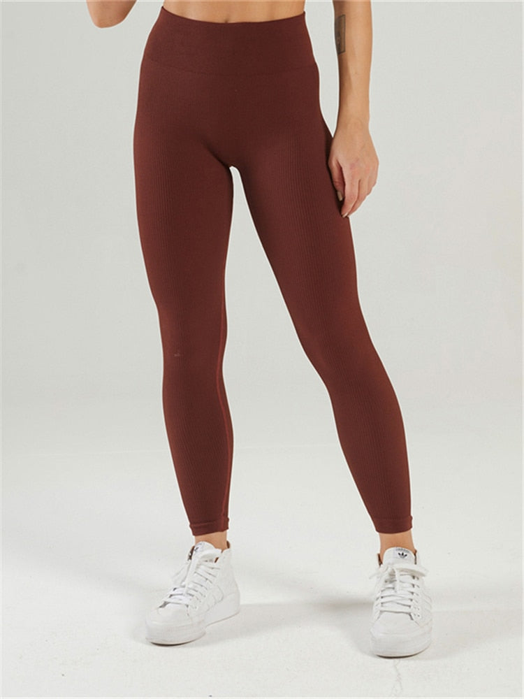 Ribbed string Yoga Leggings Coffee