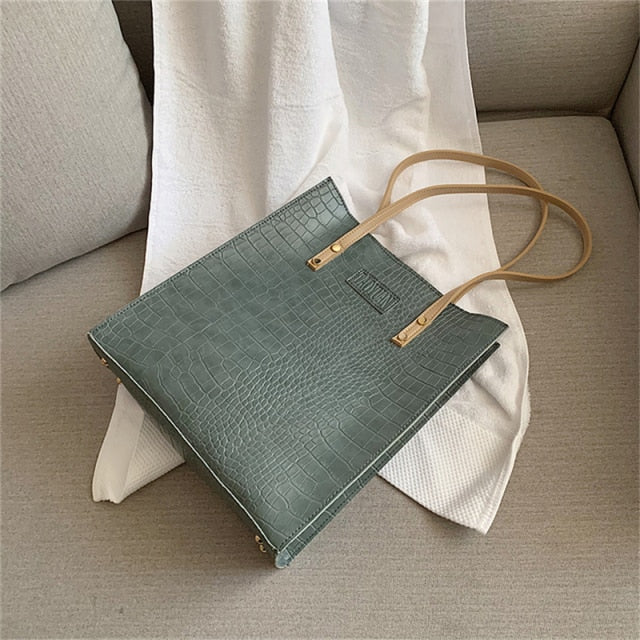 Crocodile Pattern Tote Handbag