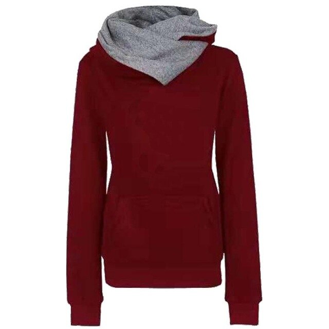 Funnel neck pocket Hoodie Burgundy