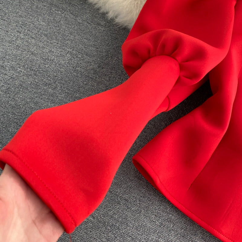 Puff Sleeve Zipper top blouse