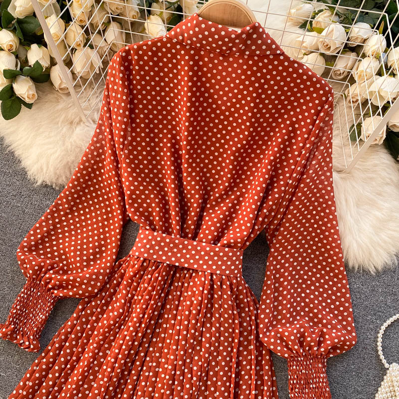 Vintage Maxi Polka dot Long Sleeve Dress