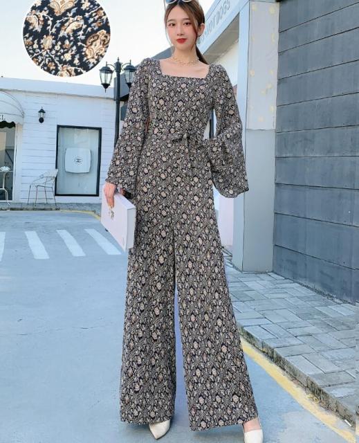 Floral/ polka dot jumpsuit b flower black One Size China