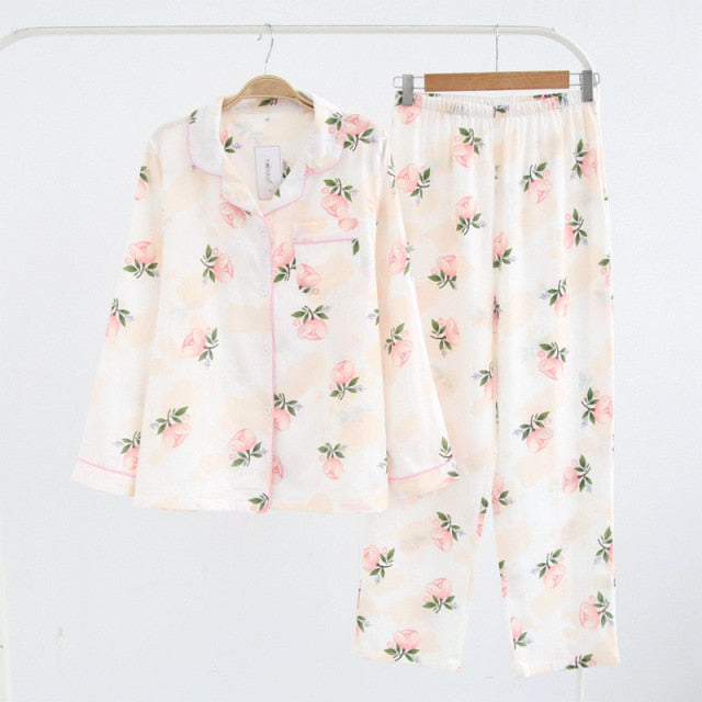 100% gauze cotton long sleeve pyjamas NTZ12