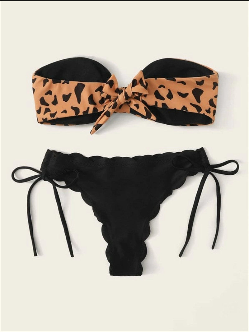 Strapless Leopard Print bikini set - Swimsuit