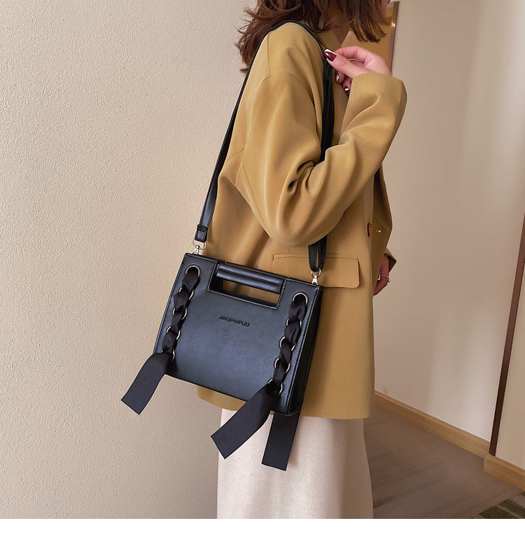 Ribbon Faux Leather Fashion Handbag