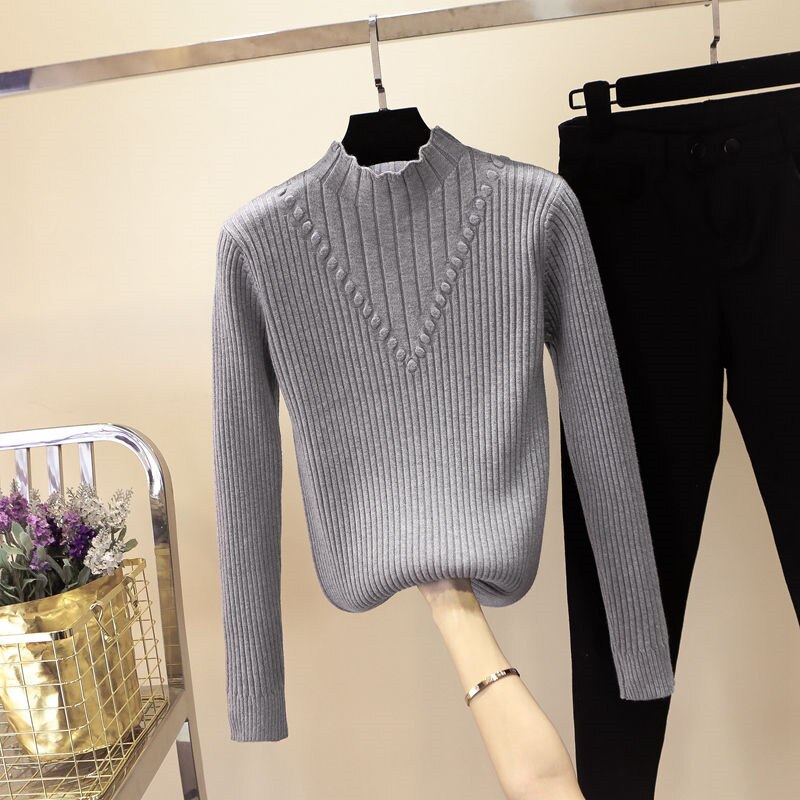 Turtleneck Long Sleeve Knitted Pullover photo2