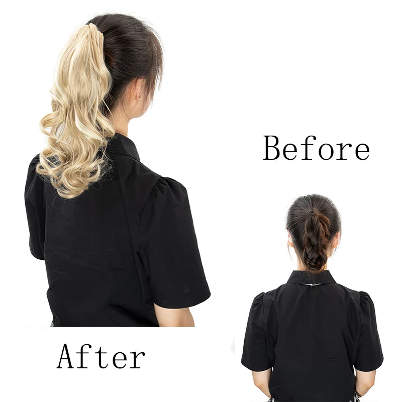 Clip On Wavy 14 Inches Synthetic Extension ponytail Hair