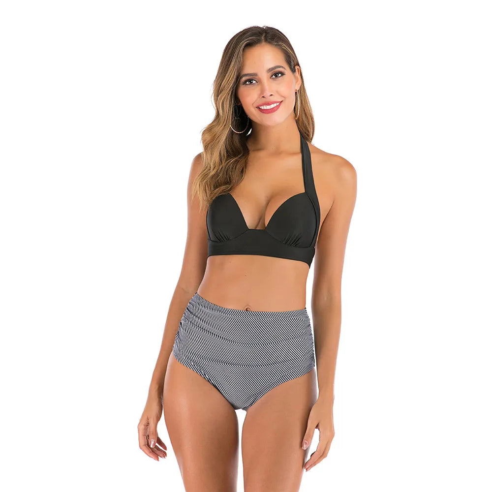 New Plus Size Bikini Women Solid Swimwear HWZ130 7