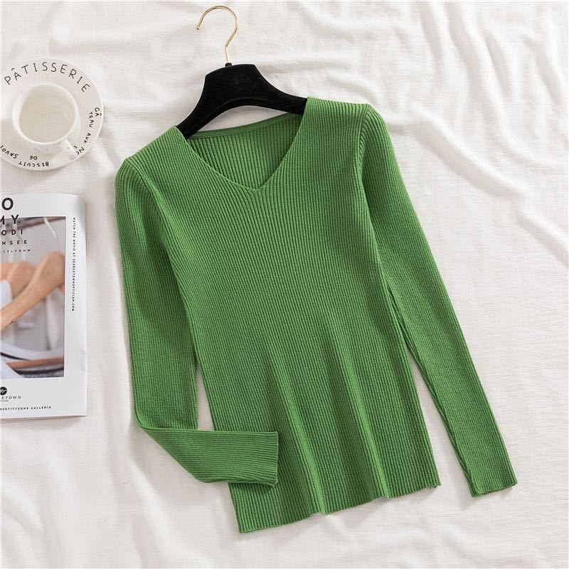 V-neck knitted pullover sweater