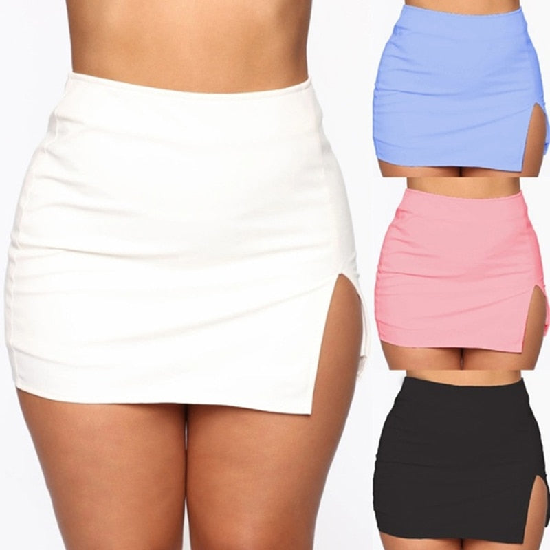 Summer Front Split Package Hips Mini Skirt