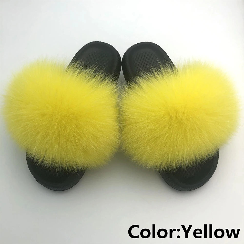 Fur Fluffy thick sole Slippers Yellow