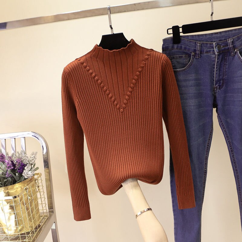 Turtleneck Long Sleeve Knitted Pullover photo3